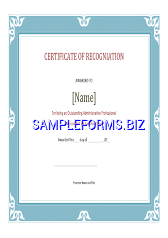 Certificate of Recognition Template 2 docx pdf free